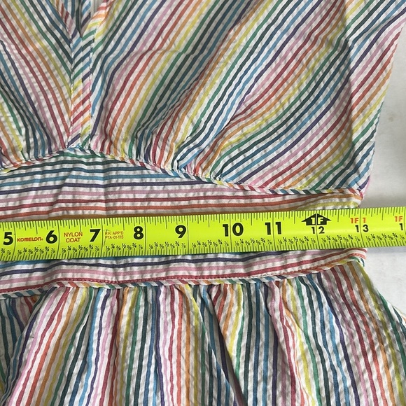 J. Crew V Neck Peplum Top Rainbow Seersucker Long Sleeve Womens Size 00 NWT - Picture 9 of 13